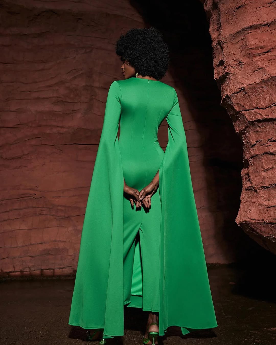 Green Cape Sleeve Gown
