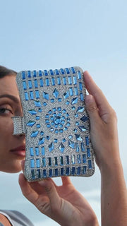 Blue Crystal Embellished Evening Clutch