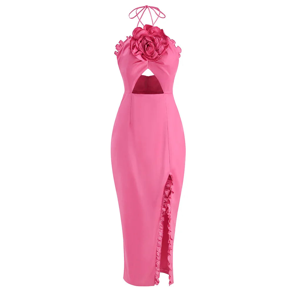 Floral Halter Cut-Out Maxi Dress