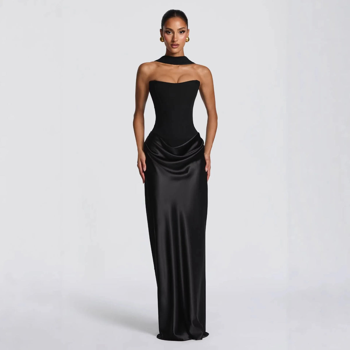 The Noir Draped Gown