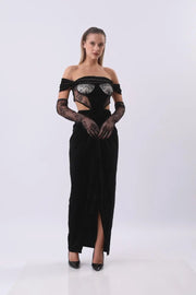 Black Velvet Cutout Gown