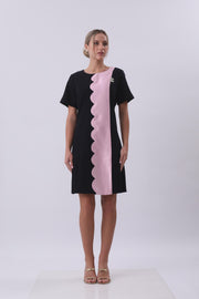 Blush Wave Contrast Midi Dress