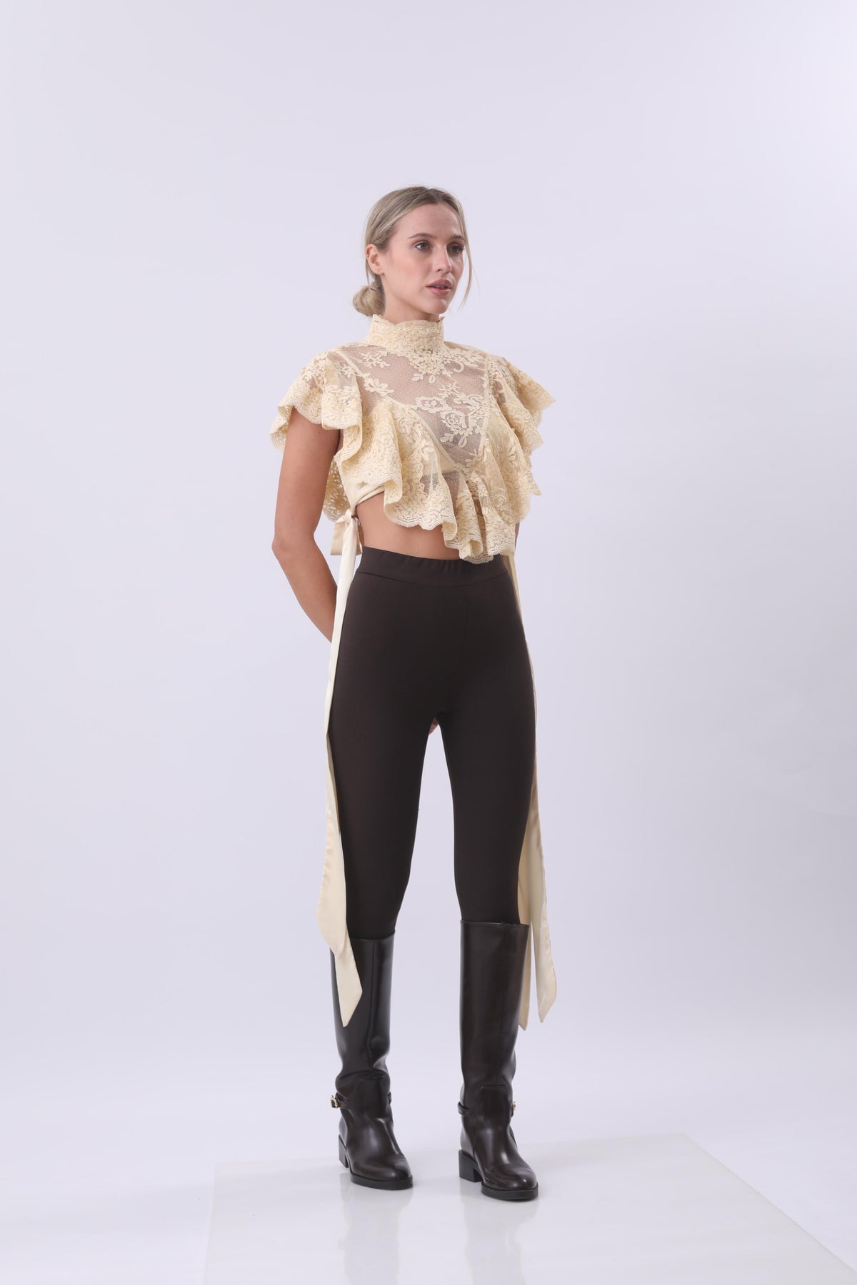 Romantic Ruffle Lace Statement Top