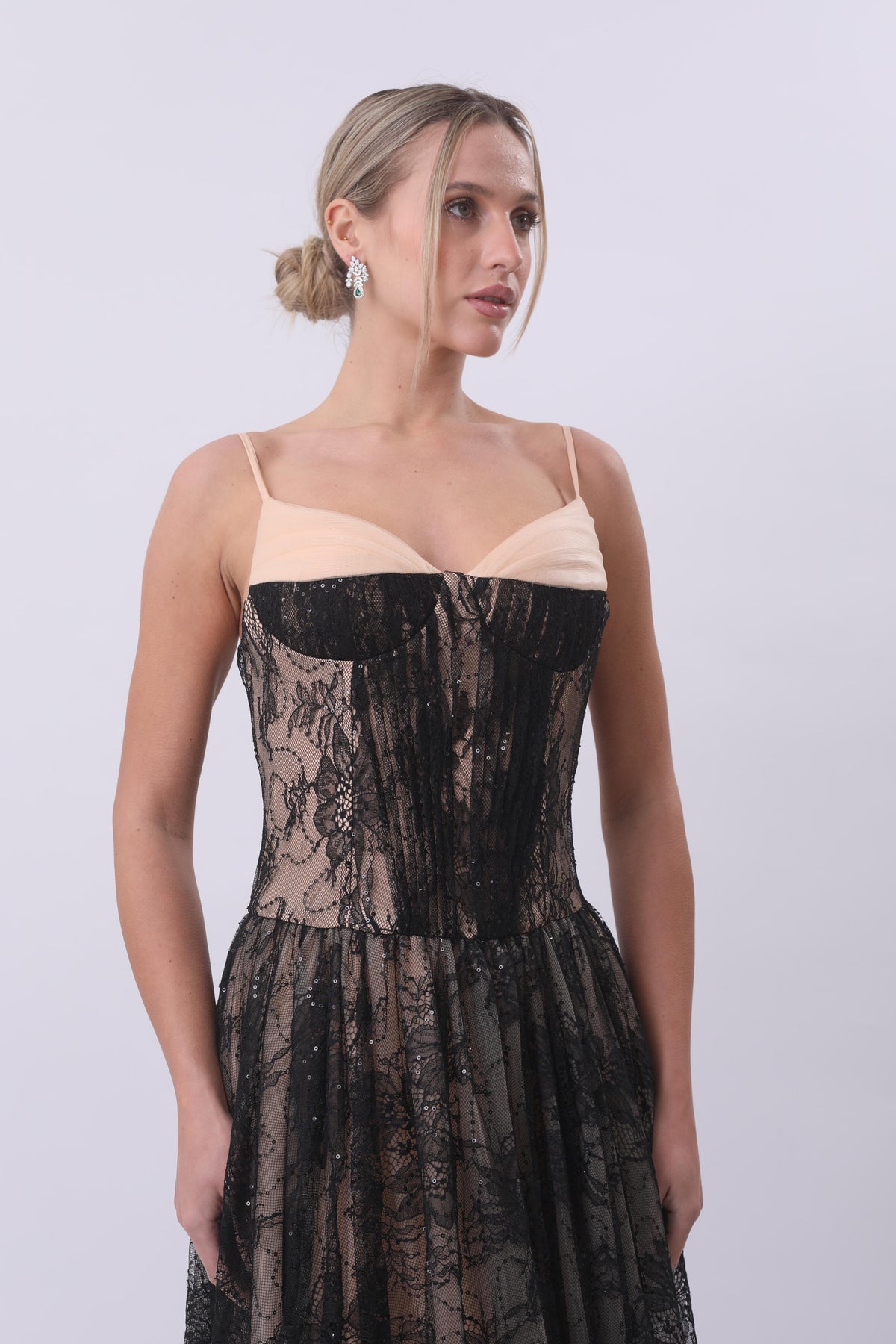 Noir Lace Illusion Gown